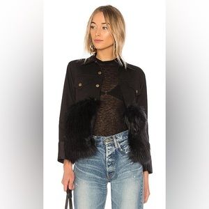 Nwot Harvey Faircloth black denim jacket with fur